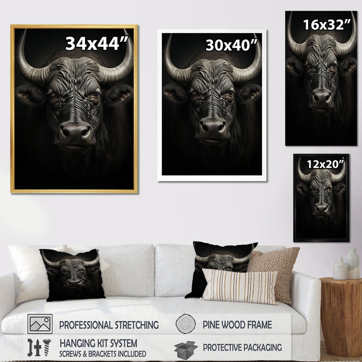 Grey Buffalo Majestic Horns - Buffalo Wall Art Prints