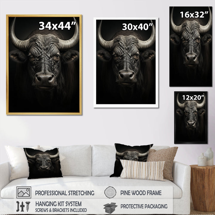 Grey Buffalo Majestic Horns - Buffalo Wall Art Prints