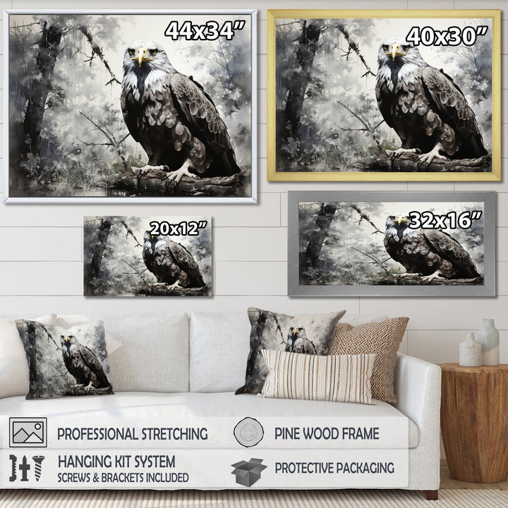 Grey Eagle Shadows Of Serenity - Eagle Framed Canvas Art