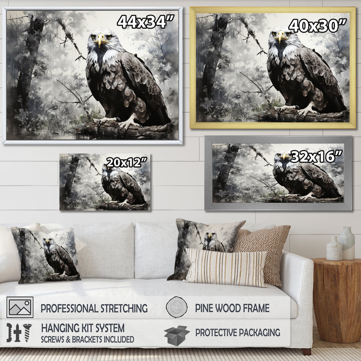 Grey Eagle Shadows Of Serenity - Eagle Framed Canvas Art