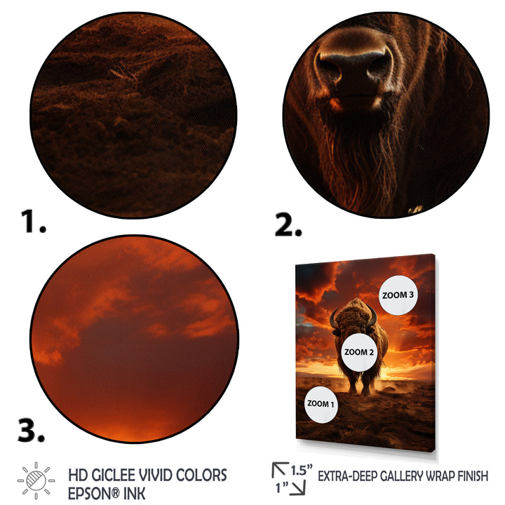 Orange Brown Buffalo Silhouette Serenade - Buffalo Home Decor Art