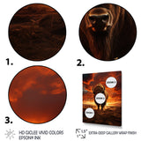 Orange Brown Buffalo Silhouette Serenade - Buffalo Home Decor Art