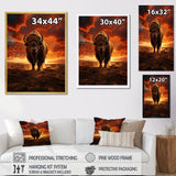 Orange Brown Buffalo Silhouette Serenade - Buffalo Home Decor Art
