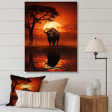 Red Black Buffalo Silhouette Serenade - Buffalo Bedroom Wall Art