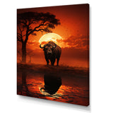Red Black Buffalo Silhouette Serenade - Buffalo Bedroom Wall Art