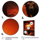 Red Black Buffalo Silhouette Serenade - Buffalo Bedroom Wall Art