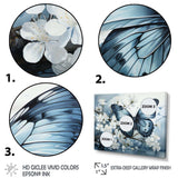 Blue White Butterfly Reflection - Animals Canvas Wall Art