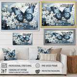 Blue White Butterfly Reflection - Animals Canvas Wall Art