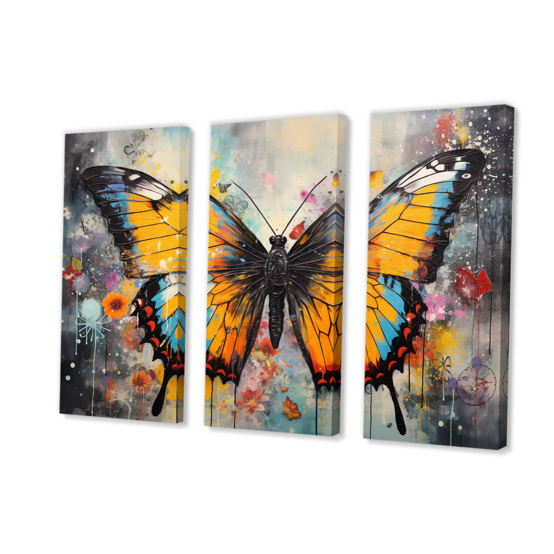 Orange Teal Butterfly Dancing Colors - Multi-Panels