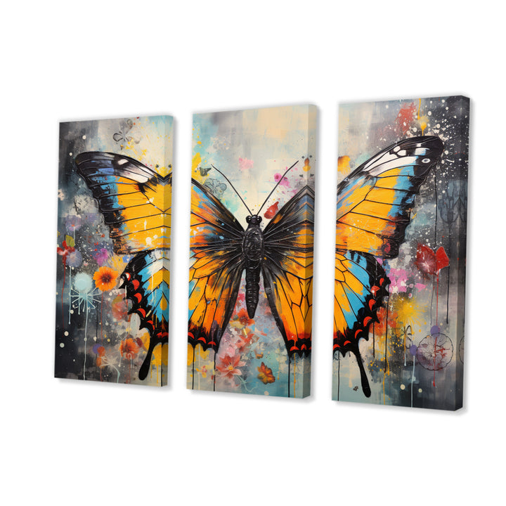 Orange Teal Butterfly Dancing Colors - Multi-Panels