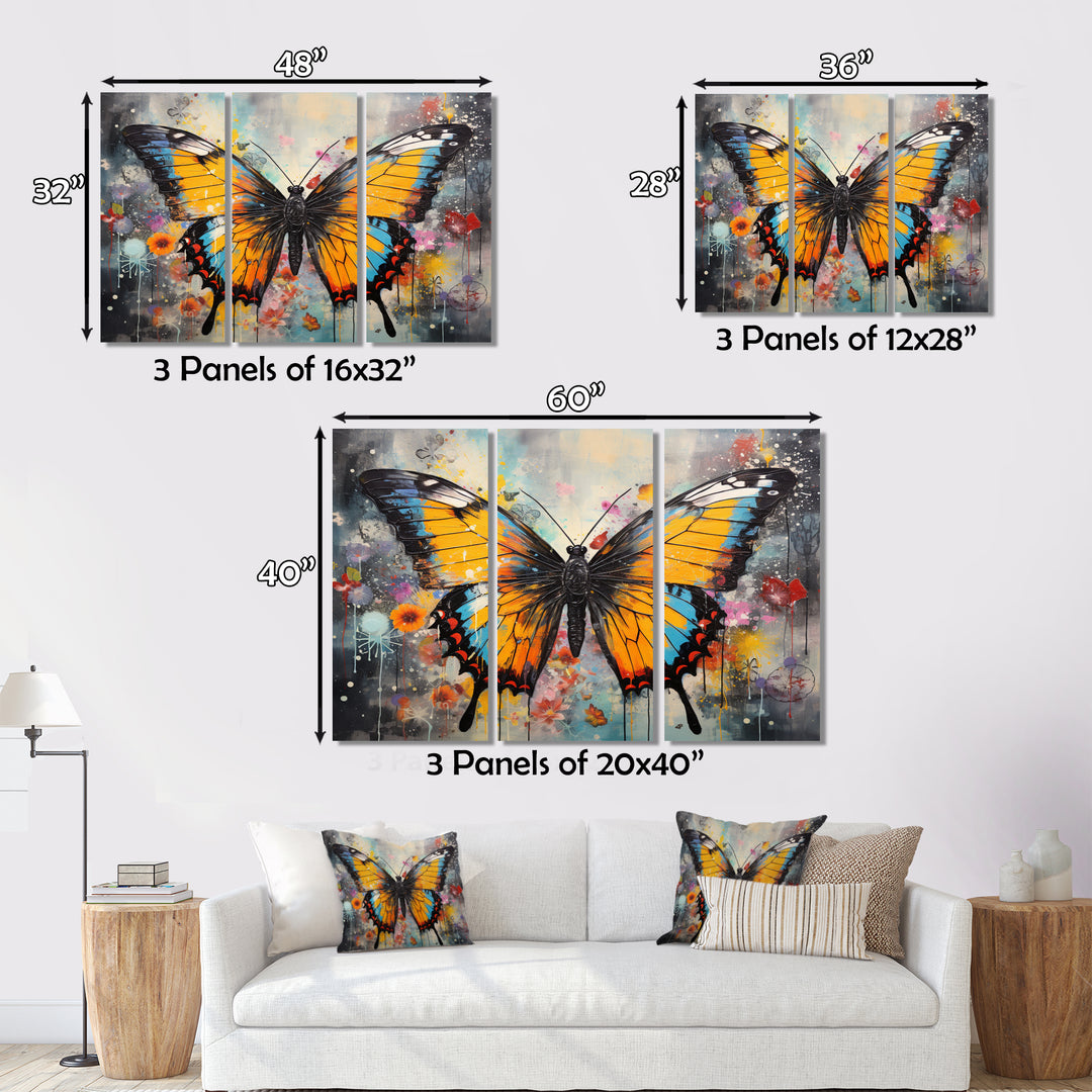 Orange Teal Butterfly Dancing Colors - Multi-Panels
