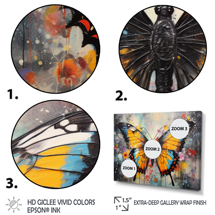 Orange Teal Butterfly Dancing Colors - Multi-Panels