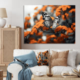 Coral Black Butterfly Fluttering Grace - Coral Butterfly Wall Art