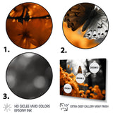 Orange Grey Butterfly Fluttering Grace - Orange Butterfly Wall Art