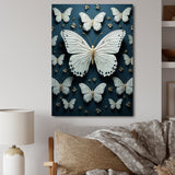 White Black Butterfly Fluttering Wings Butterflies - Butterfly Framed Canvas Art