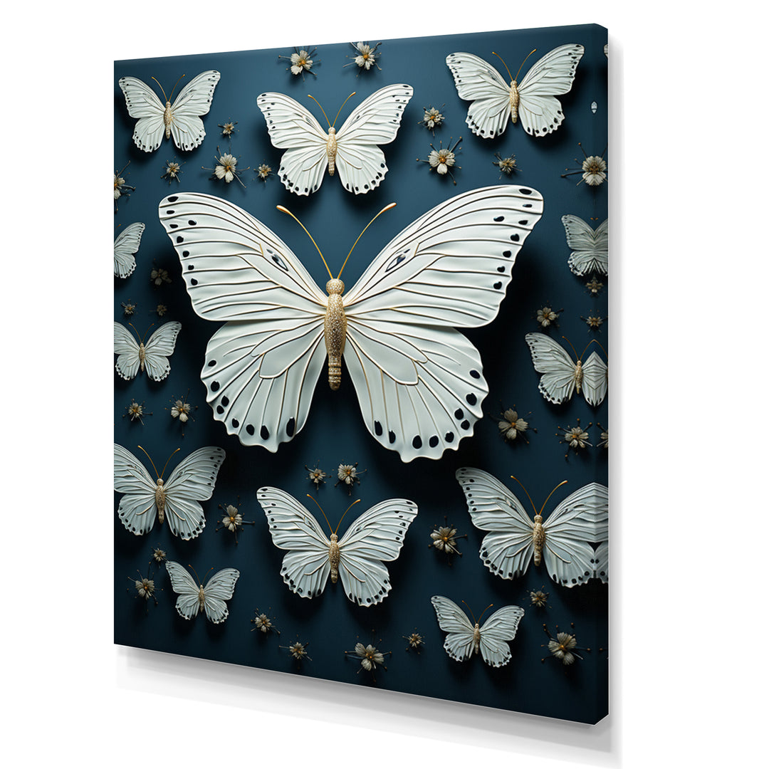 White Black Butterfly Fluttering Wings Butterflies - Butterfly Framed Canvas Art