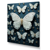 White Black Butterfly Fluttering Wings Butterflies - Butterfly Framed Canvas Art