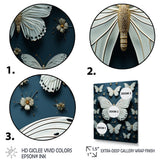 White Black Butterfly Fluttering Wings Butterflies - Butterfly Framed Canvas Art
