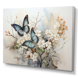 Blue White Butterfly Glimpse Of Serendipity - Animals Canvas Wall Art