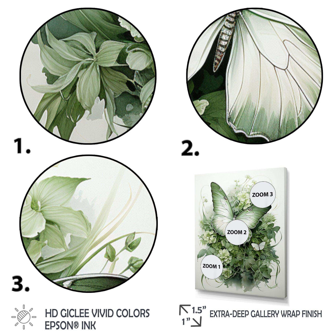 Green Butterfly Whirling Beauty - Animals Canvas Wall Art
