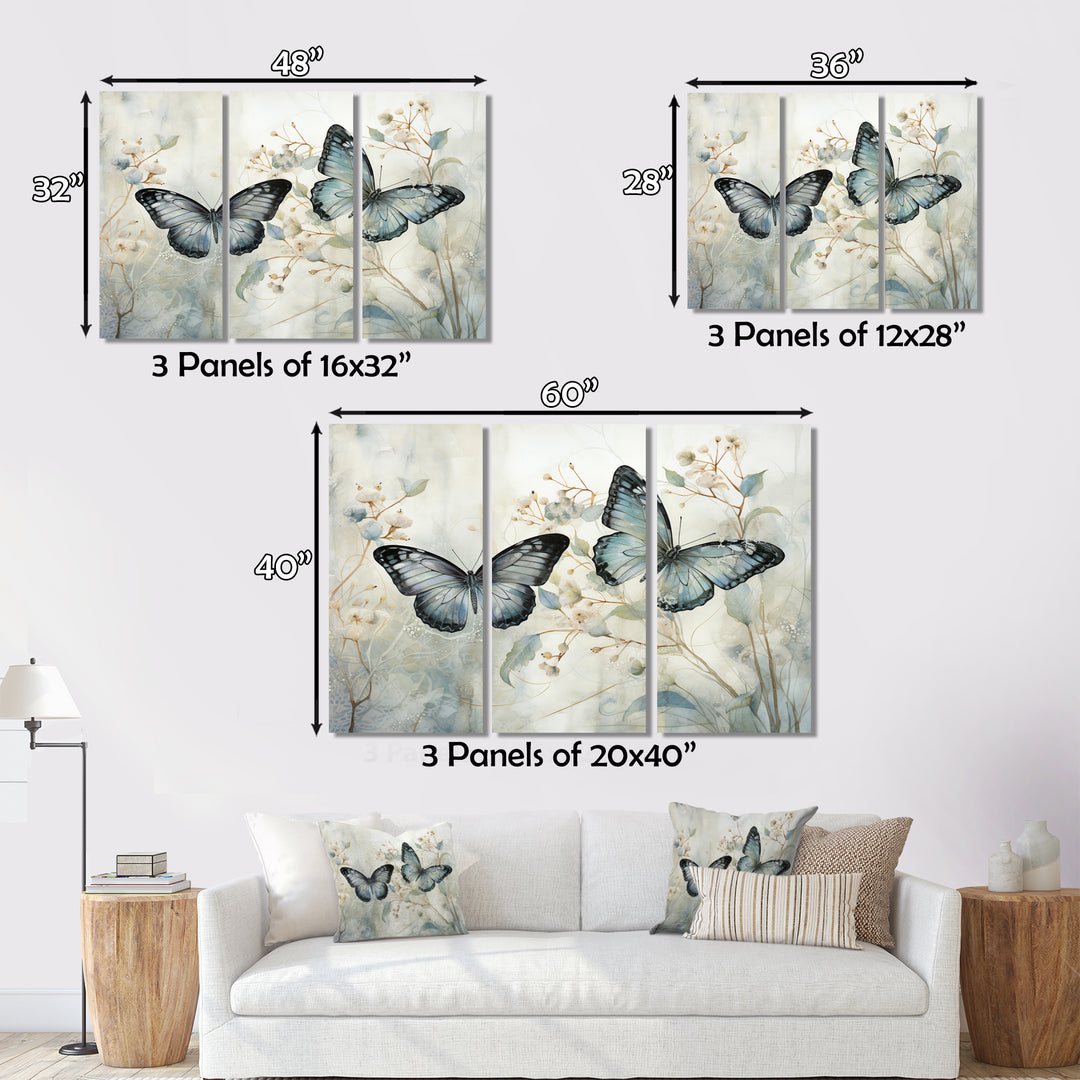 Blue Beige Butterfly Wings Of Serenity - Multi-Panels