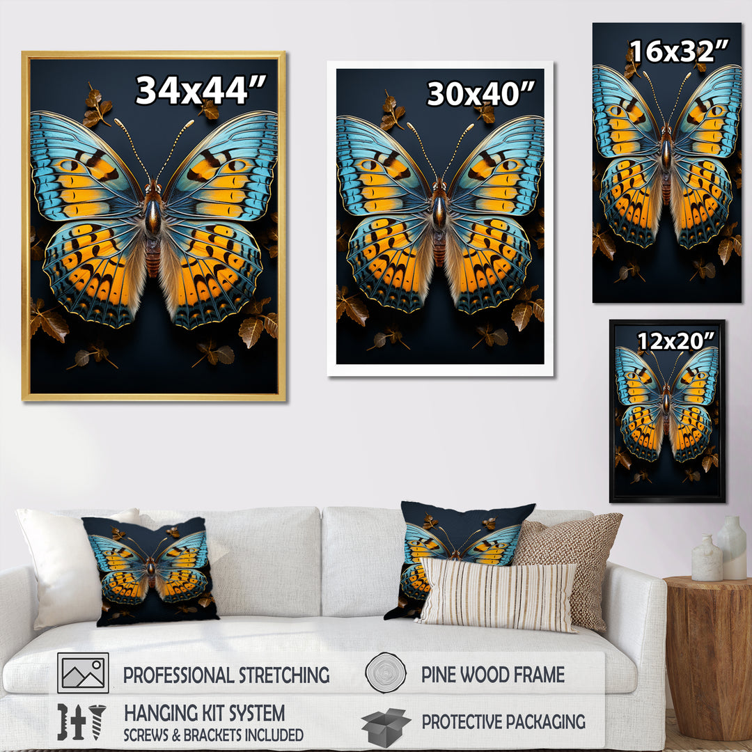 Teal Yellow Butterfly Animal - Butterfly Living Room Wall Art