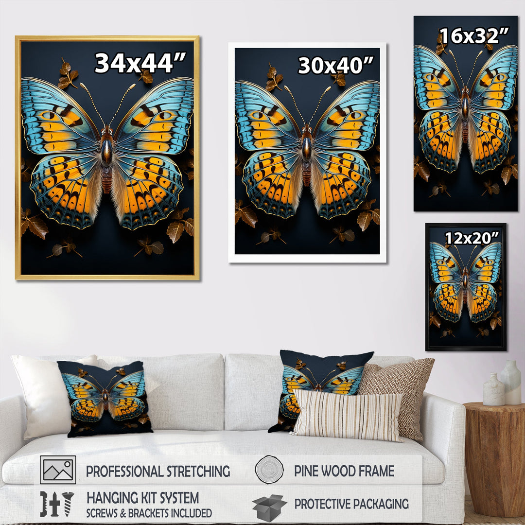 Teal Yellow Butterfly Animal - Butterfly Living Room Wall Art