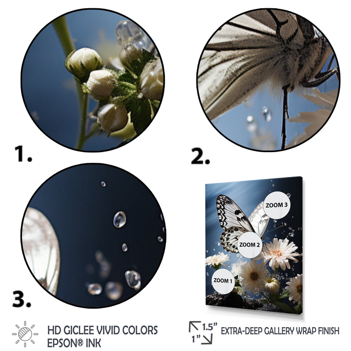 White Butterfly Portrait Vibrant - Butterfly Canvas Wall Art