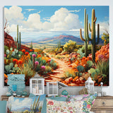 Coral Green Cactus Desert Guardian Organ - Floral Canvas Wall Art