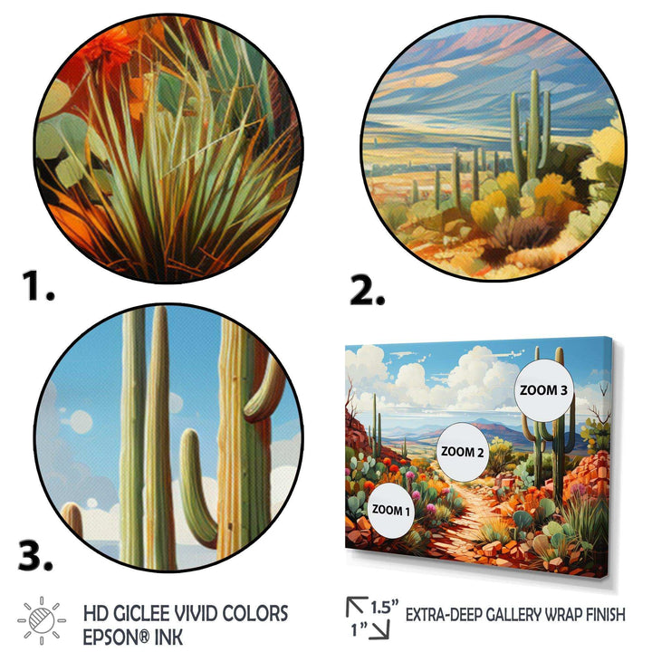 Coral Green Cactus Desert Guardian Organ - Floral Canvas Wall Art