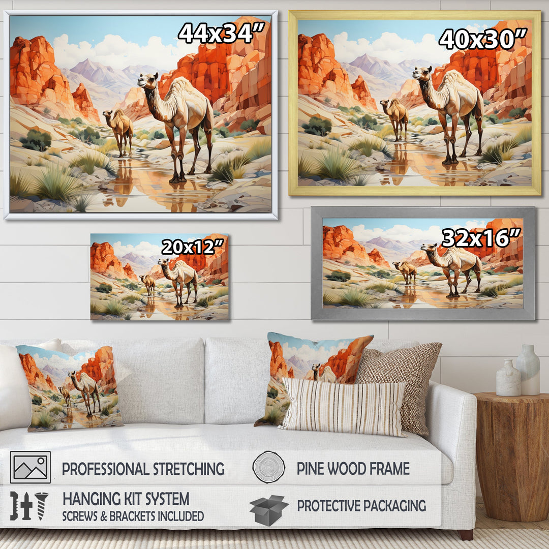 Camel Desert Wanderer Geometric - Green Camel Wall Art