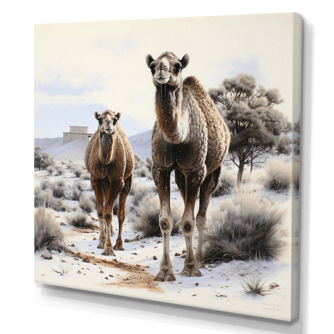 Camel Silent Strength Pointillism - Camel Living Room Wall Art
