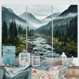 Canada Misty Mountains - 3-Piece Canvas Wall Art