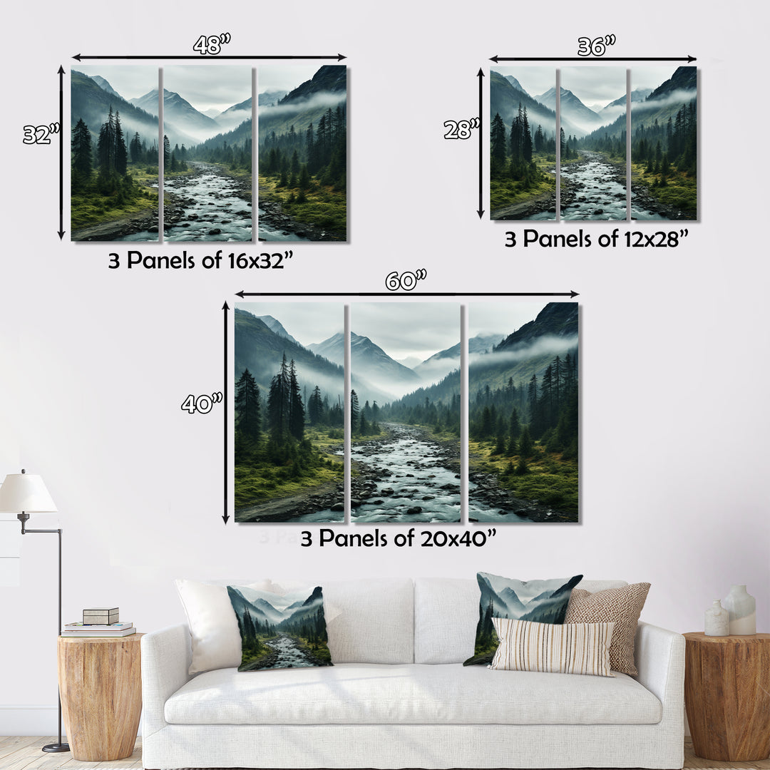 Canada Misty Mountains - 3-Piece Canvas Wall Art