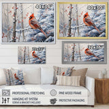 Canada Red Cardinal Bird Winter Wonderland I - Landscapes Canvas Wall Art