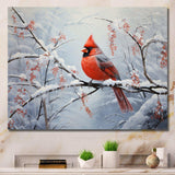 Canada Red Cardinal Bird Winter Wonderland IV - Landscapes Canvas Wall Art