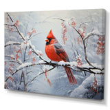 Canada Red Cardinal Bird Winter Wonderland IV - Landscapes Canvas Wall Art