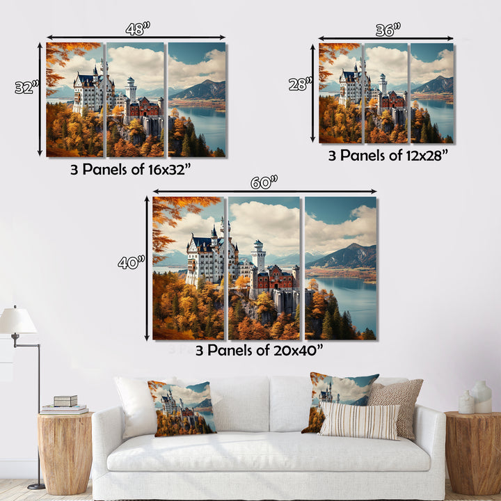Castle Germany - 3-Piece Canvas Wall Art