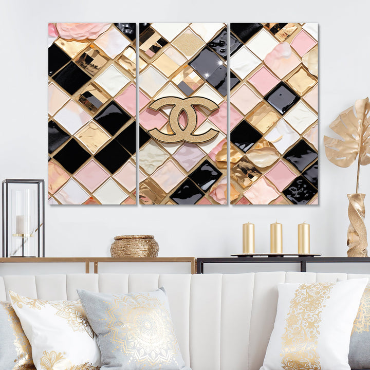 Fashion Geometric Glam Pattern - 3-Piece Canvas Wall Art