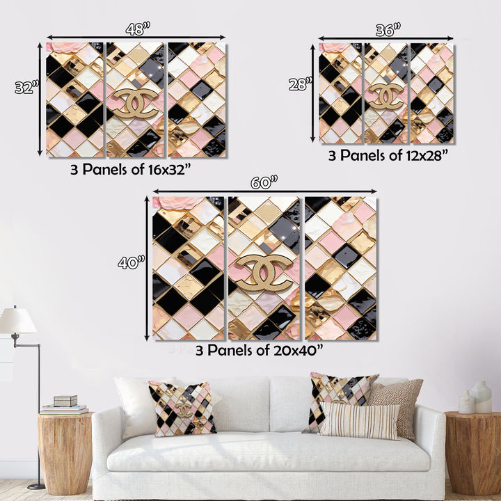 Fashion Geometric Glam Pattern - 3-Piece Canvas Wall Art