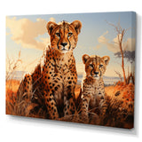 Cheetah Family In Africa - Orange Cheetah Wall Art