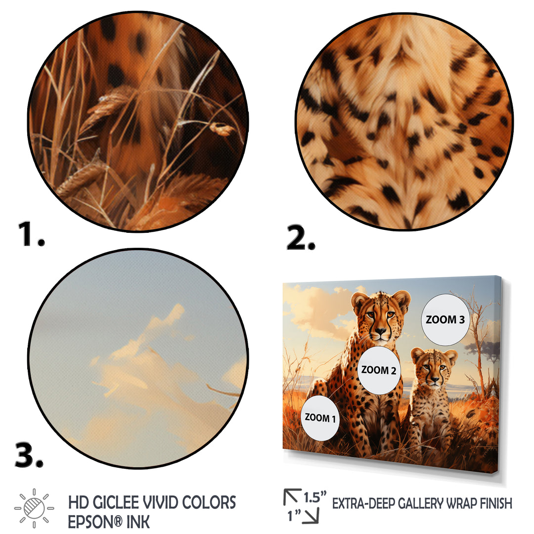 Cheetah Family In Africa - Orange Cheetah Wall Art