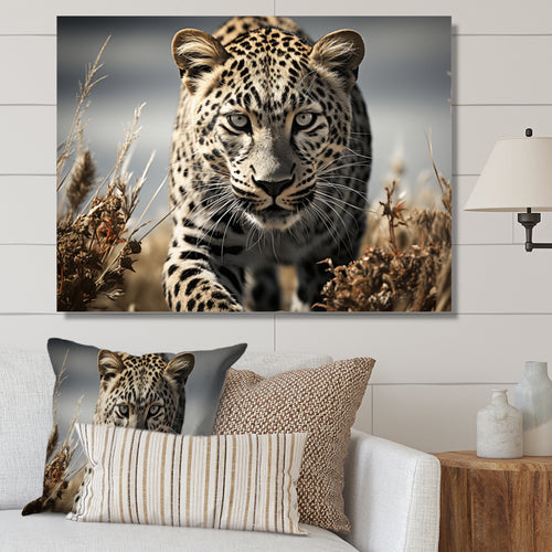 Sleek Cheetah Portrait - Cheetah Framed Canvas Art