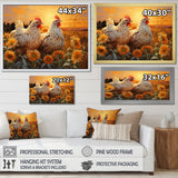 Loving Chicken At Sunset - Chicken Large Canvas Wall Art