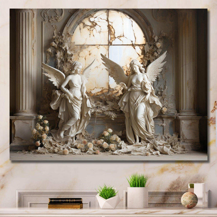 Church Angel Guardians I - Spiritual Canvas Wall Art