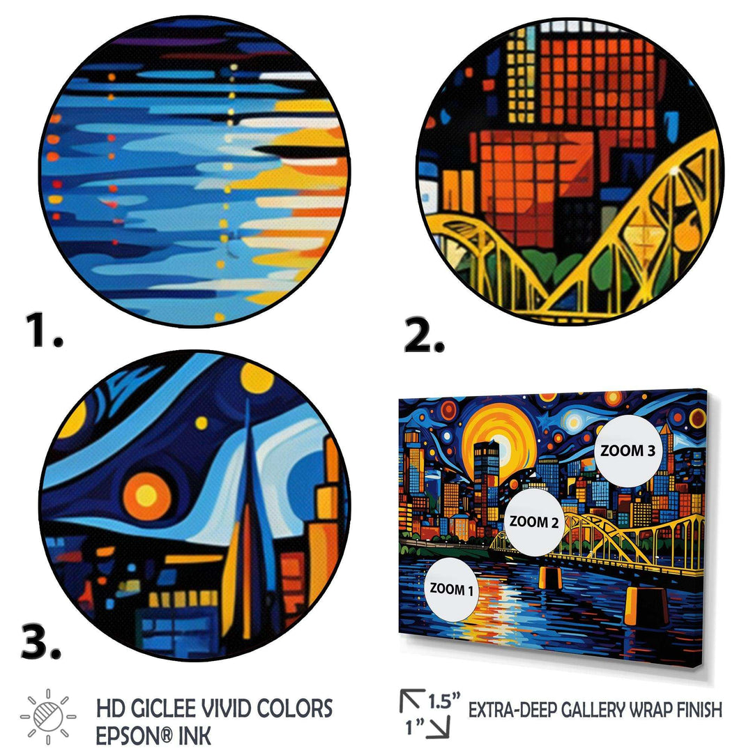 City Pittsburgh Popart I - Cityscapes Canvas Wall Art