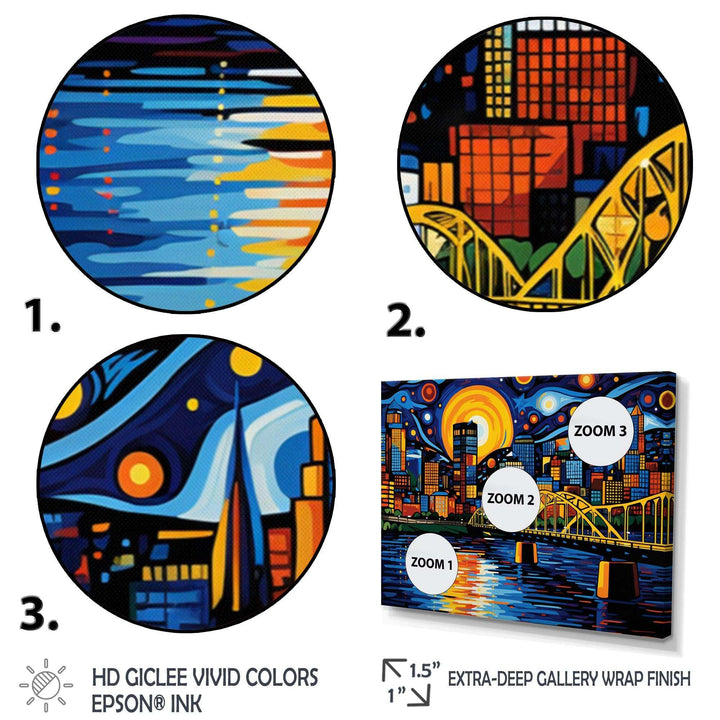 City Pittsburgh Popart I - Cityscapes Canvas Wall Art