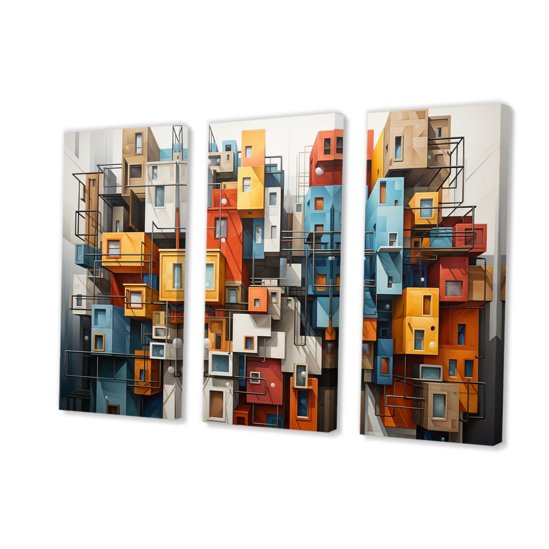 Cityscape Bluiding Geometric Collage I - Multi-Panels