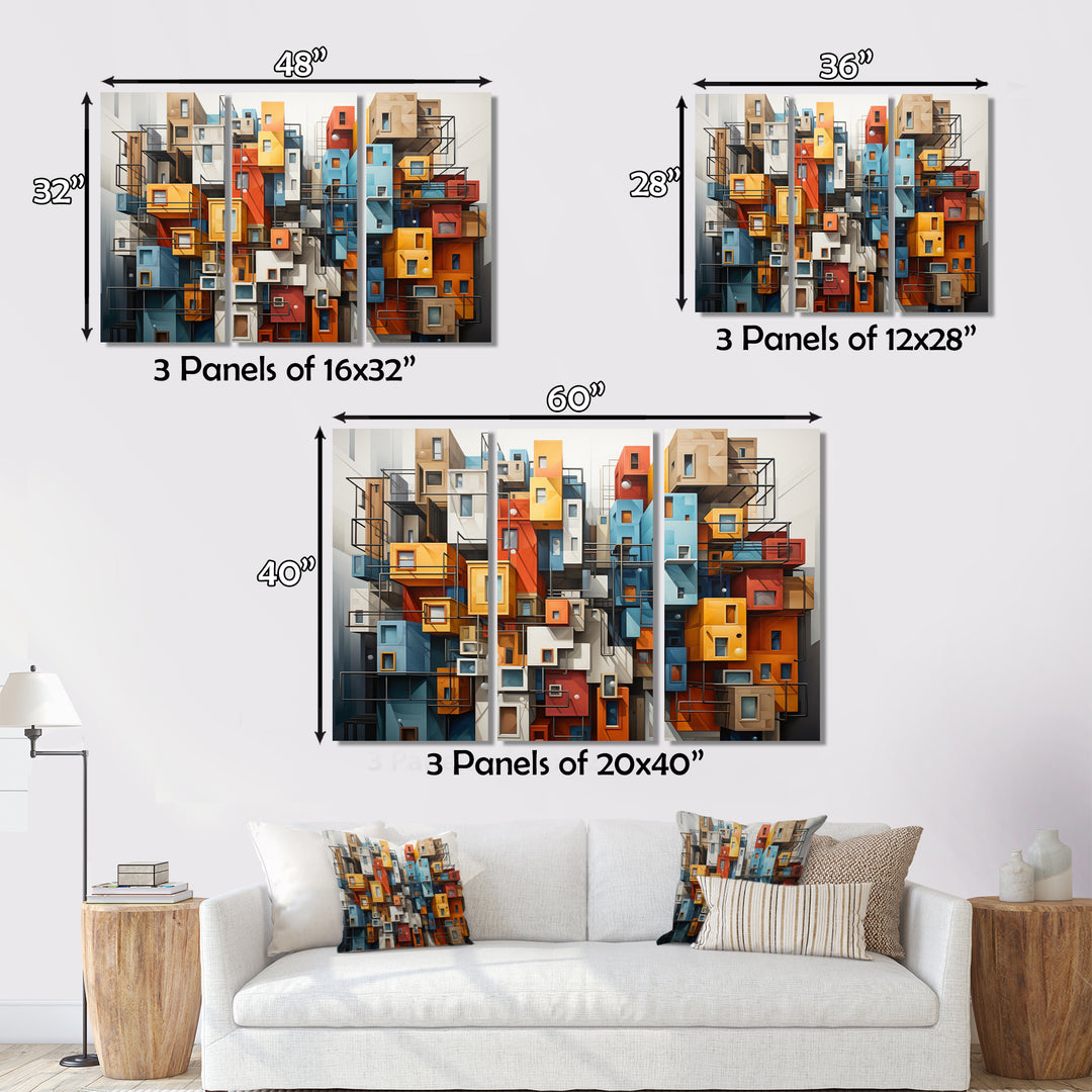Cityscape Bluiding Geometric Collage I - Multi-Panels