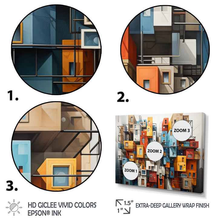 Cityscape Bluiding Geometric Collage I - Multi-Panels